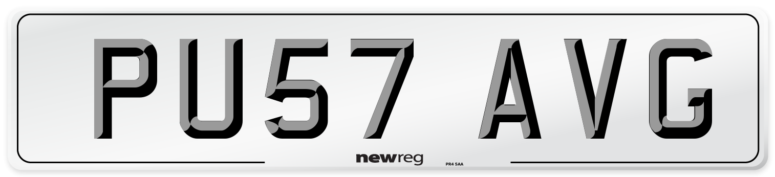 PU57 AVG Number Plate from New Reg